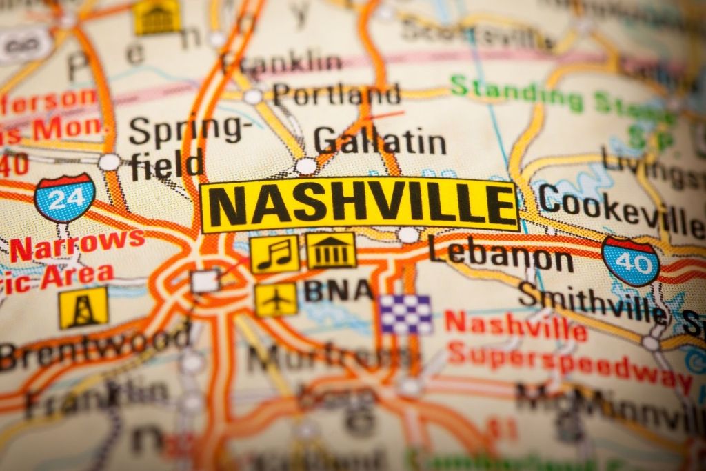 Nashville on map