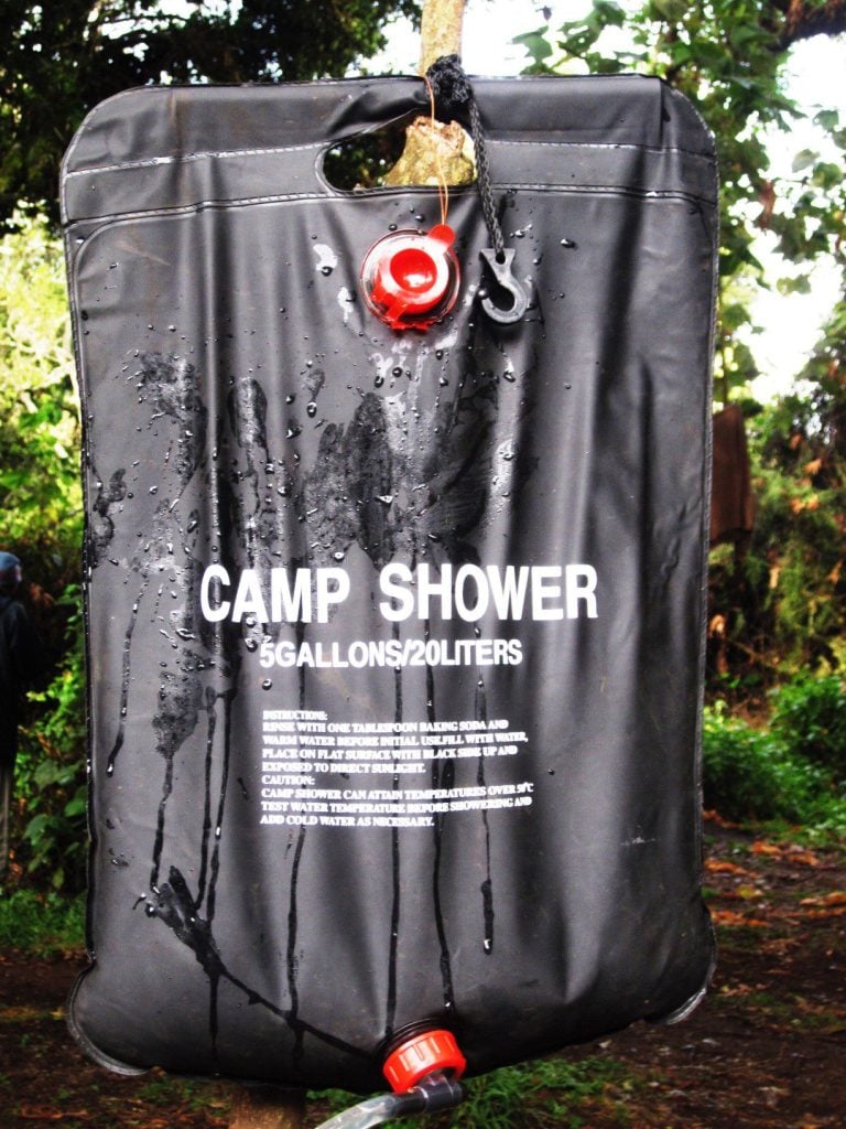A portable shower makes it quick and easy to shower on the road
