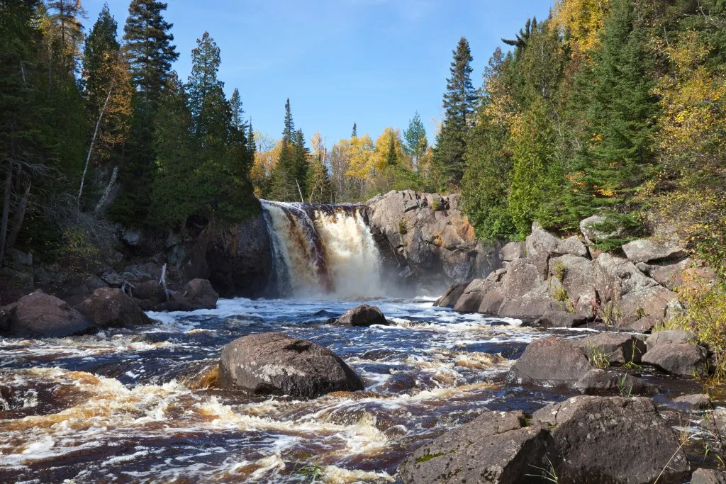 Illgen Falls on the Baptism River of Minnesota's north shore during autumn