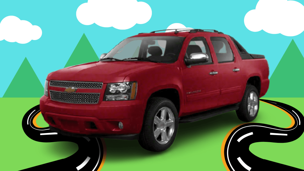Product shot of a red Chevy Avalanche.