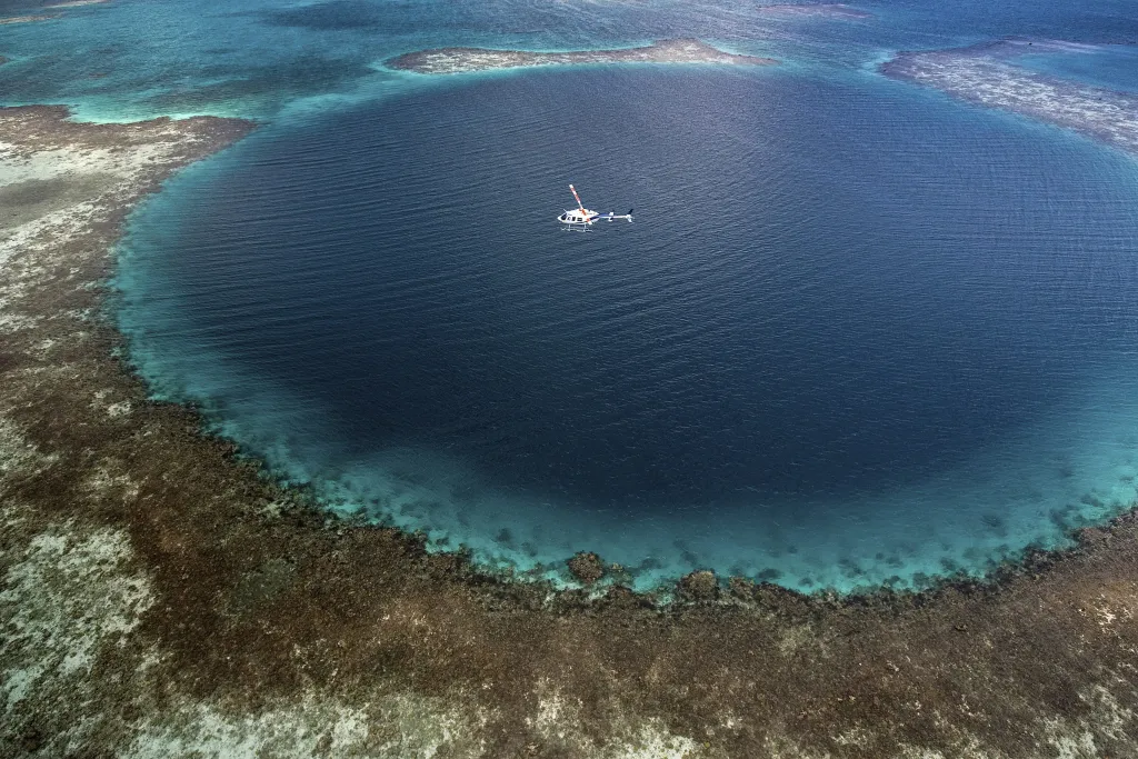 Aerial shot of Great Blue Hole, Belize
