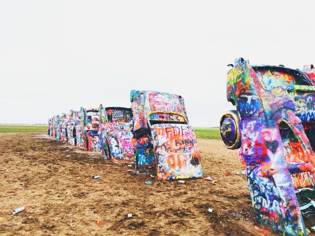 Painted Cadillacs at Cadillac Ranch.