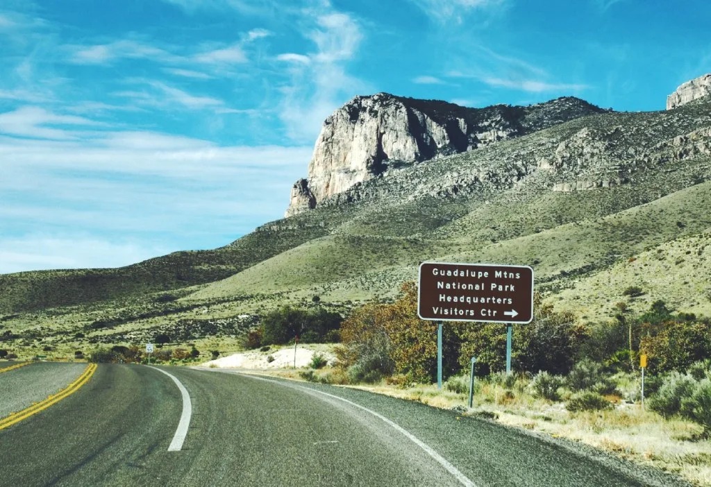 Guadalupe Mountains National Park, Texas sign