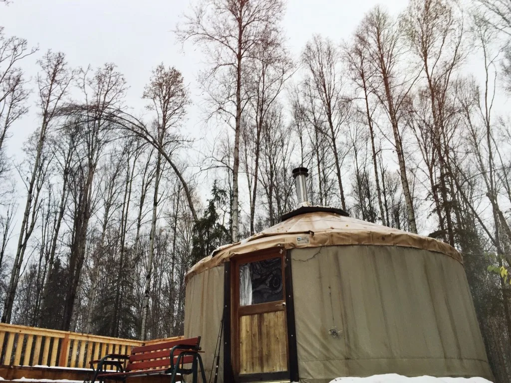 Yurt set up for off grid living.