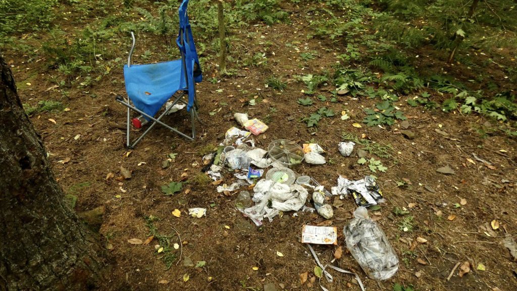 Campsite with litter.