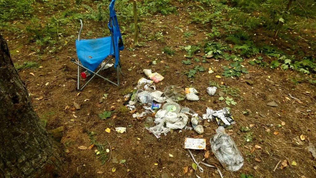 Campsite with litter.