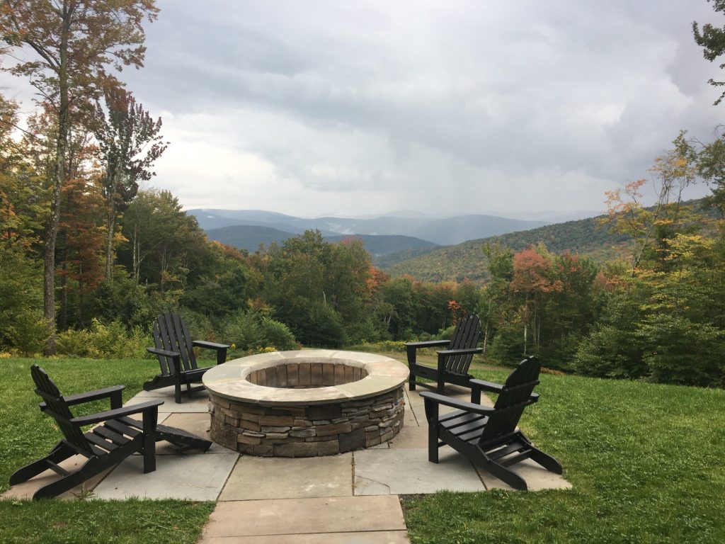 Firepit set up in the catskills.