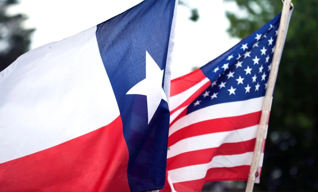 Texas and American flag.