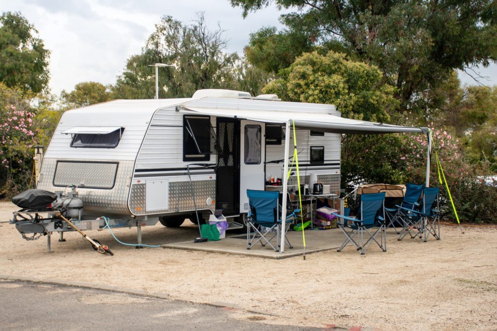 RV parked in RV campsite