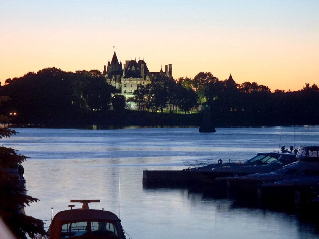 Boldt Castle in the distance.