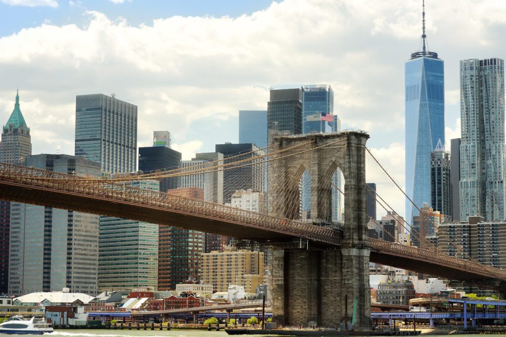 Brooklyn Bridge skyline photo of NYC.