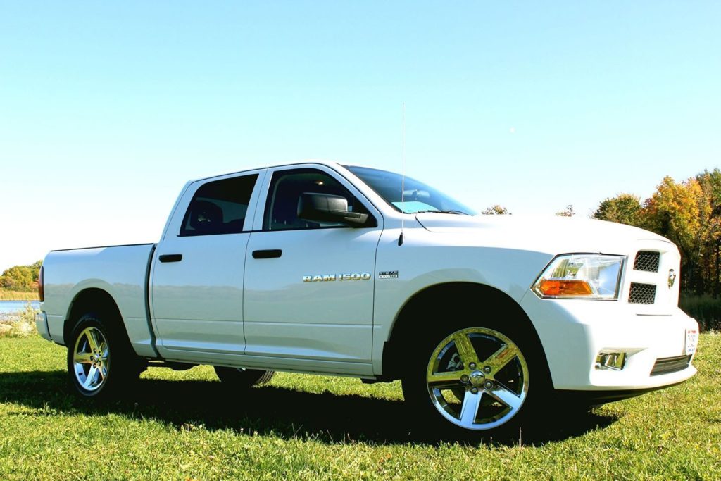 RAM truck parked on the grass
