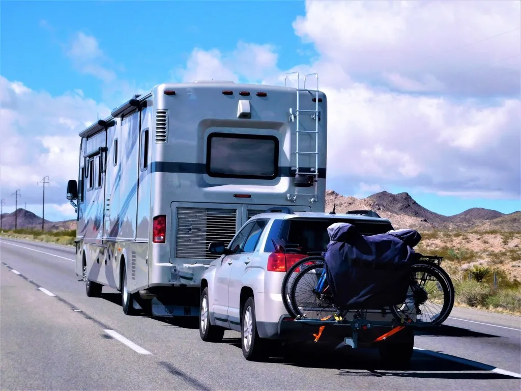 Class A RV towing car