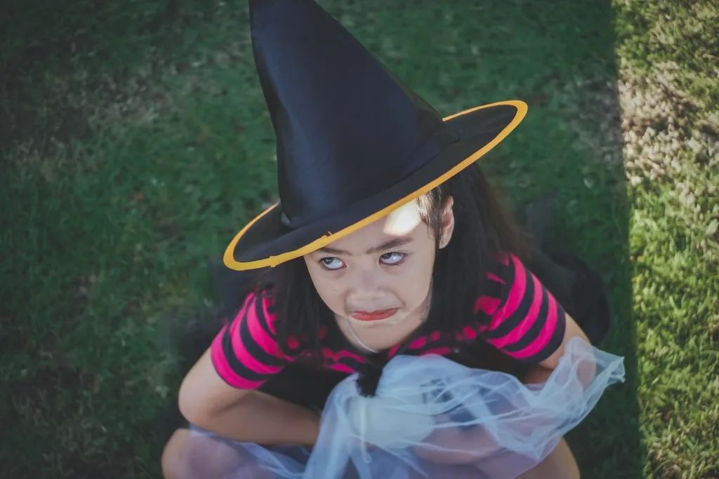 Girl dressed up as a witch