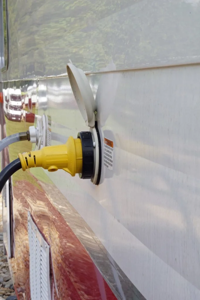 RV plugged into power source