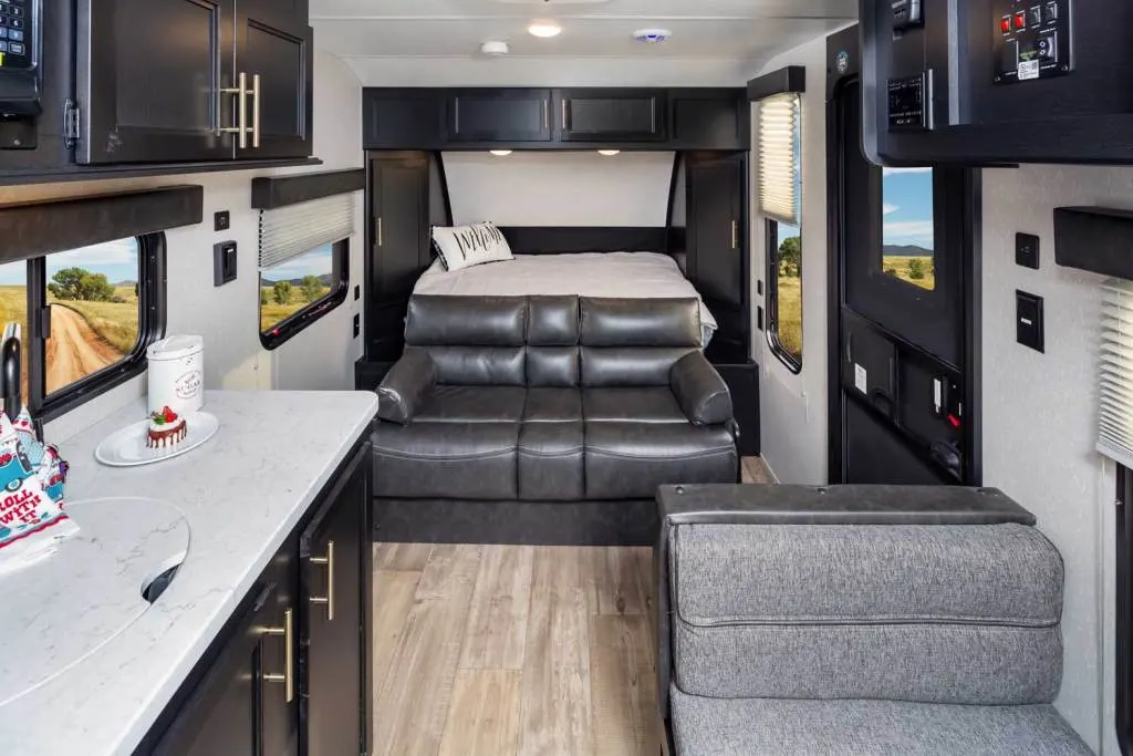 Wolf Pup travel trailer interior product shot from Forest River website
