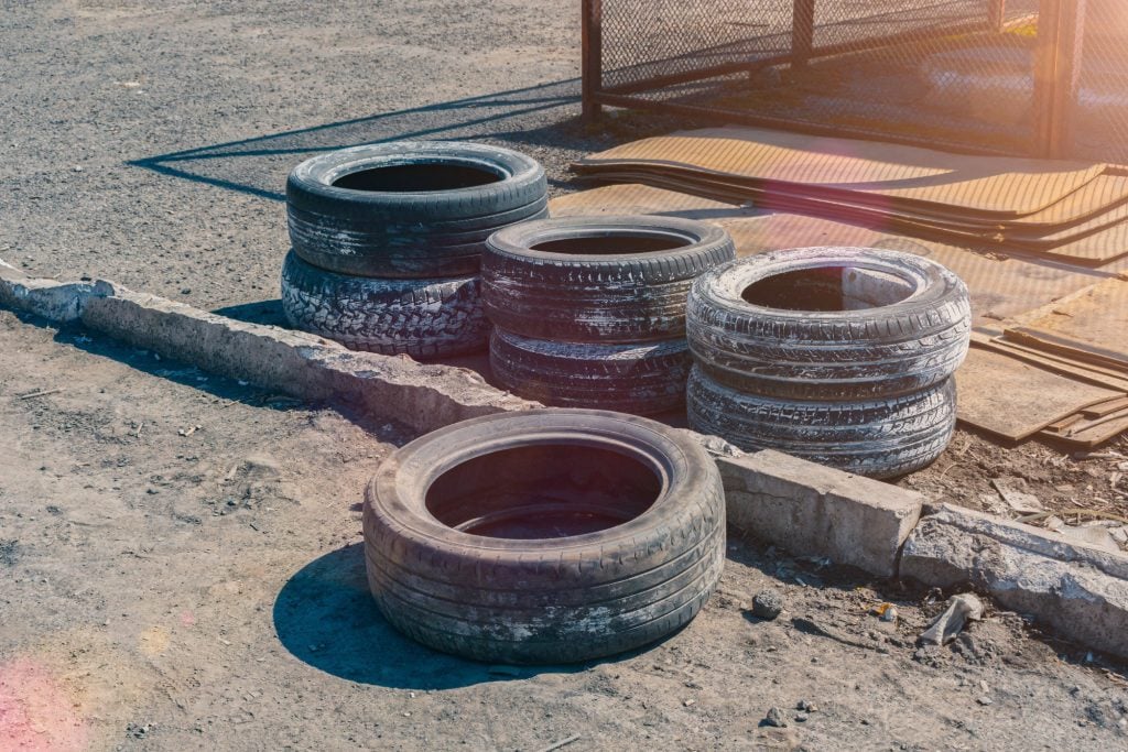 Old tires in junk yard