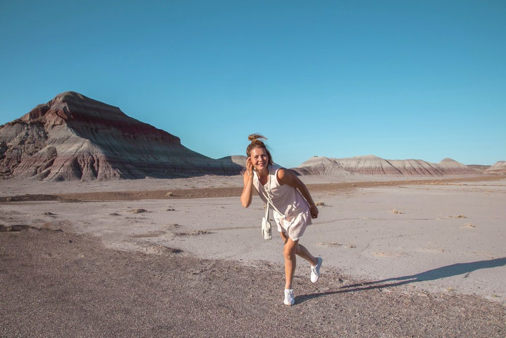 Woman posing in Petrified Forest National Park