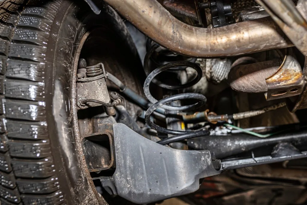Close up of car brake system.