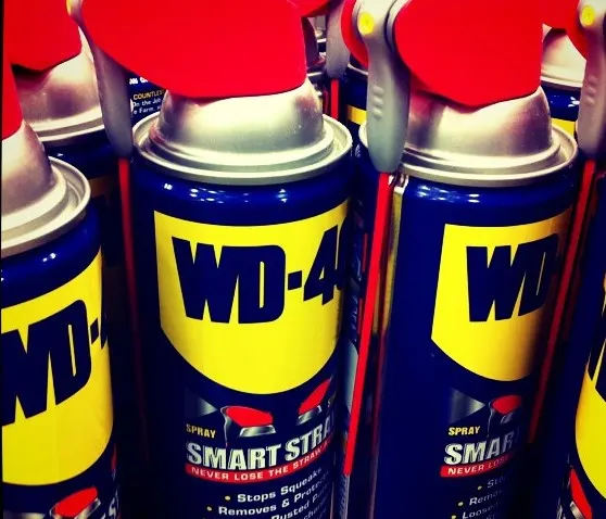 WD 40 cans lined up.