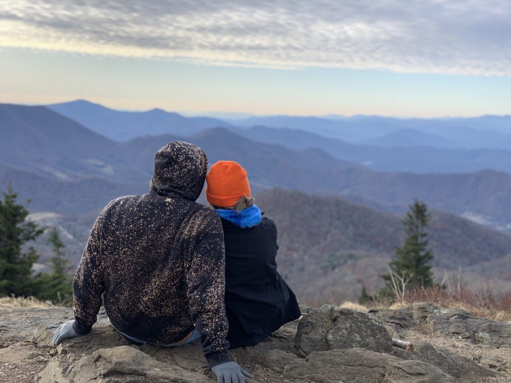 Couple looking at the view in Great Smoky Mountains National Park