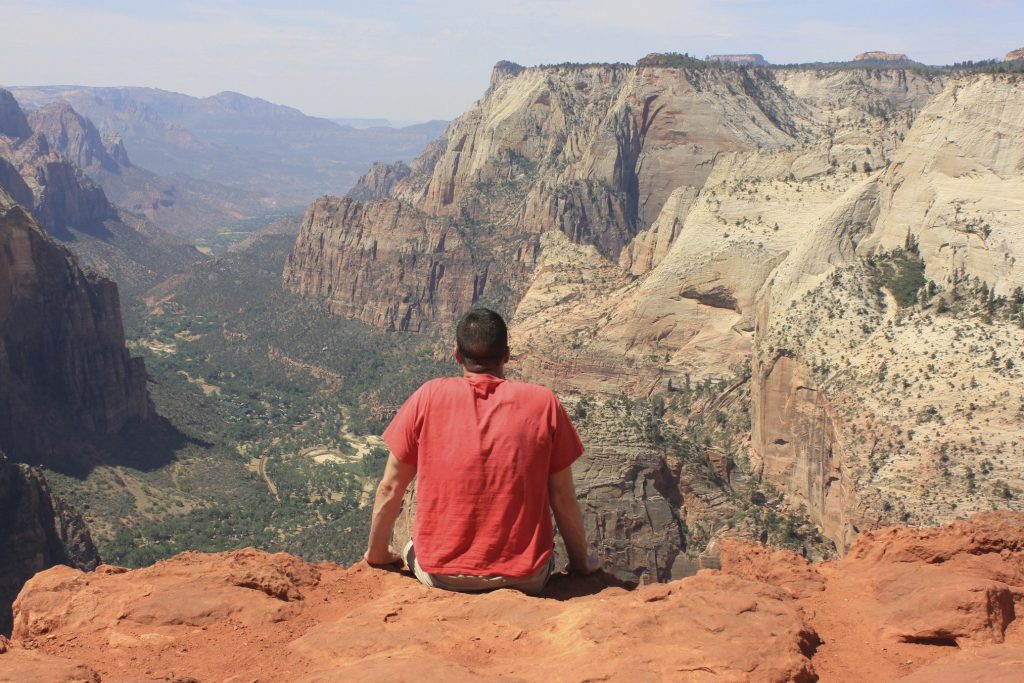 Man taking in view at Zion National Park
