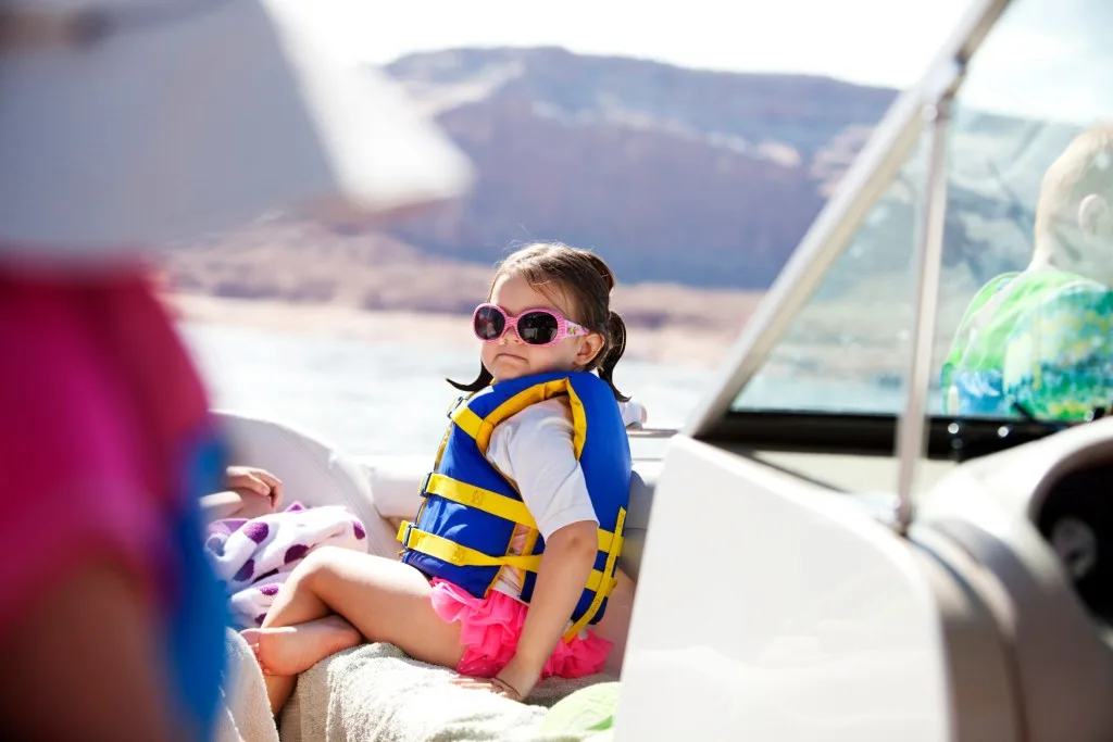 Little girl on boat on Lake Powell