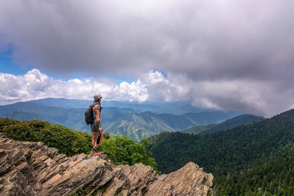Person hiking in Smoky Mountains National Park