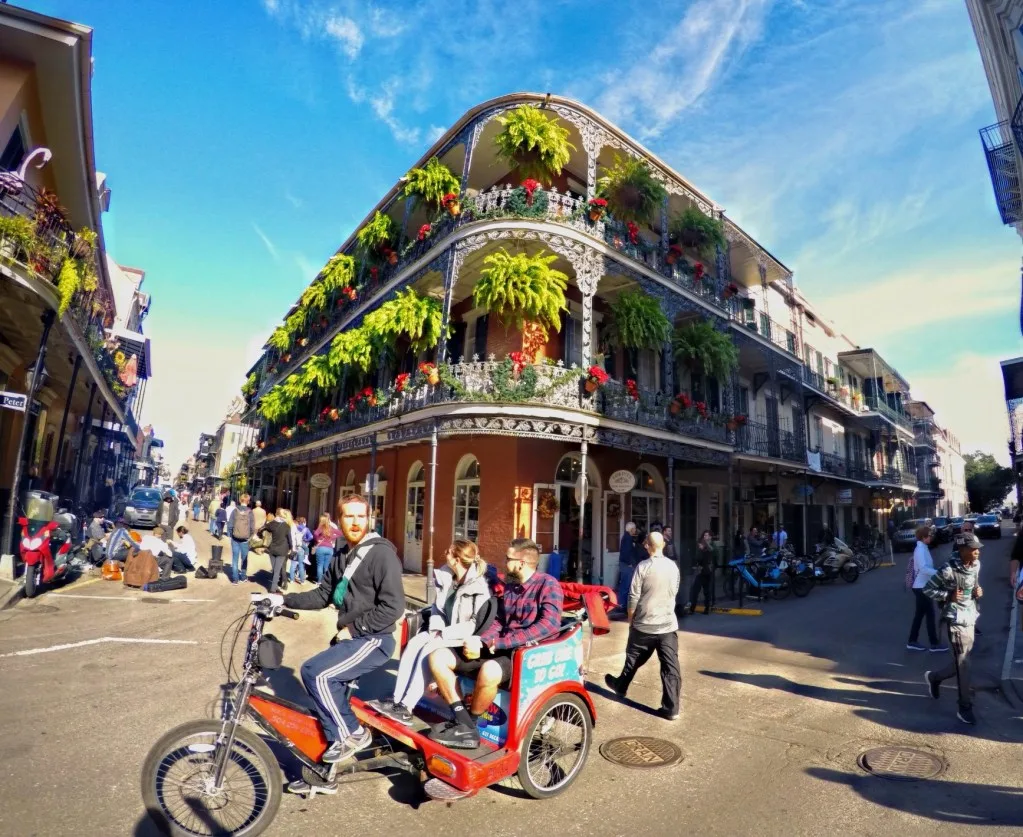 Tourists exploring the French Quarter in New Orleans