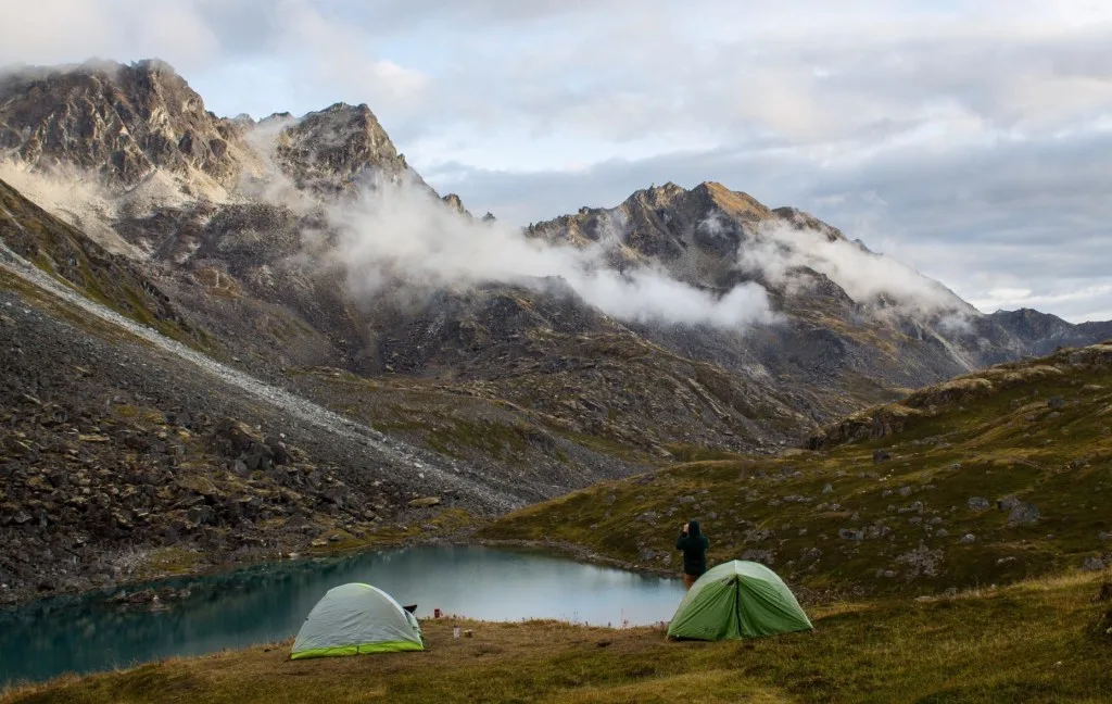 Two tents pitched in Alaska.