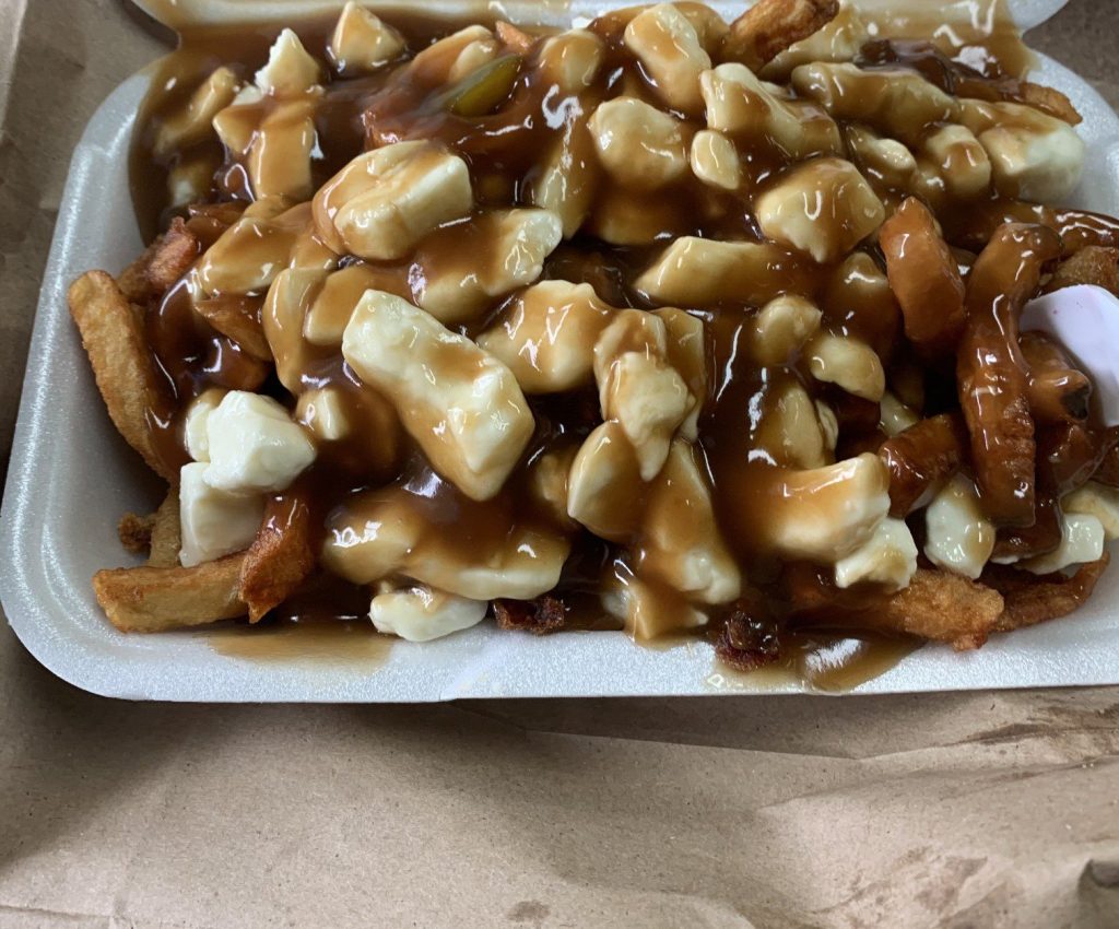 Close up on poutine