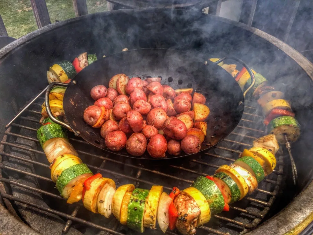 Vegetables on the top of the Big Green Egg