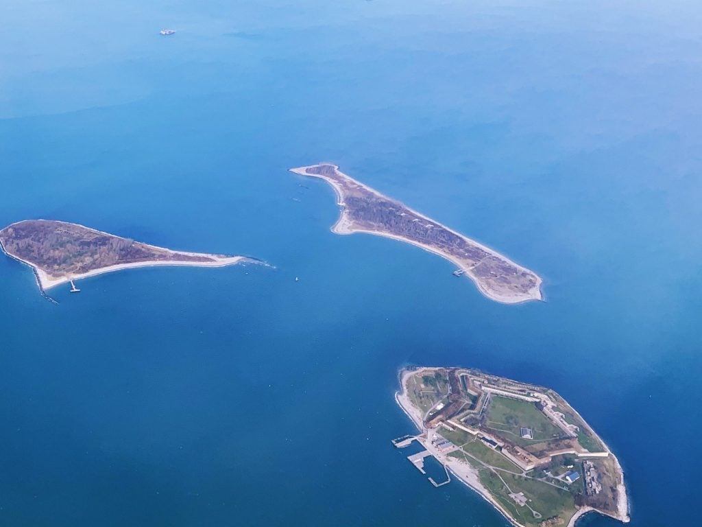 Aerial image of Boston Harbor Islands