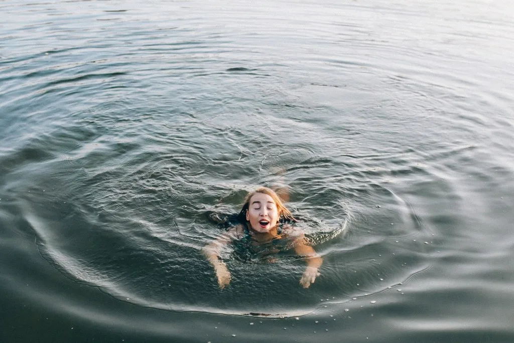 Girl swimming in Lake Meredith