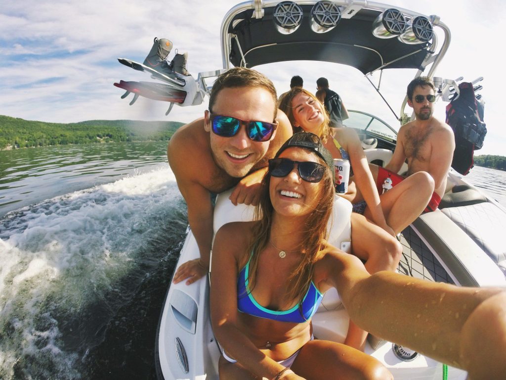 Friends boating together on Lake Meredith