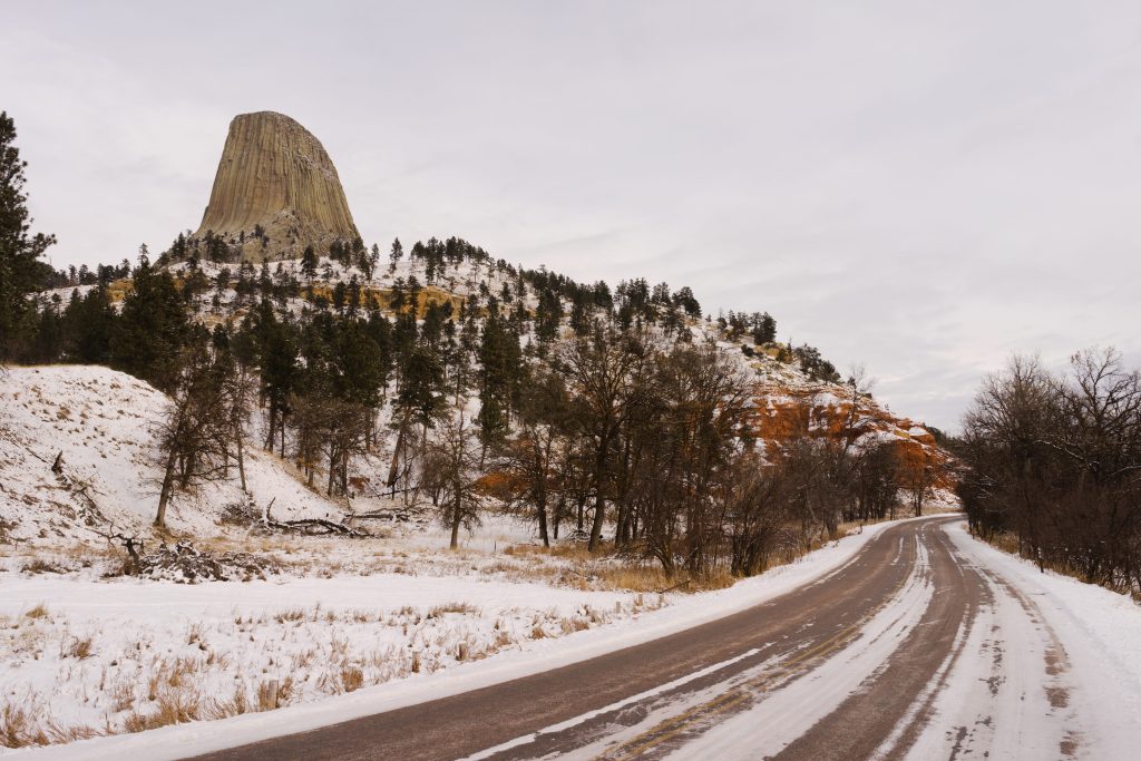 Devil's Tower in the snow