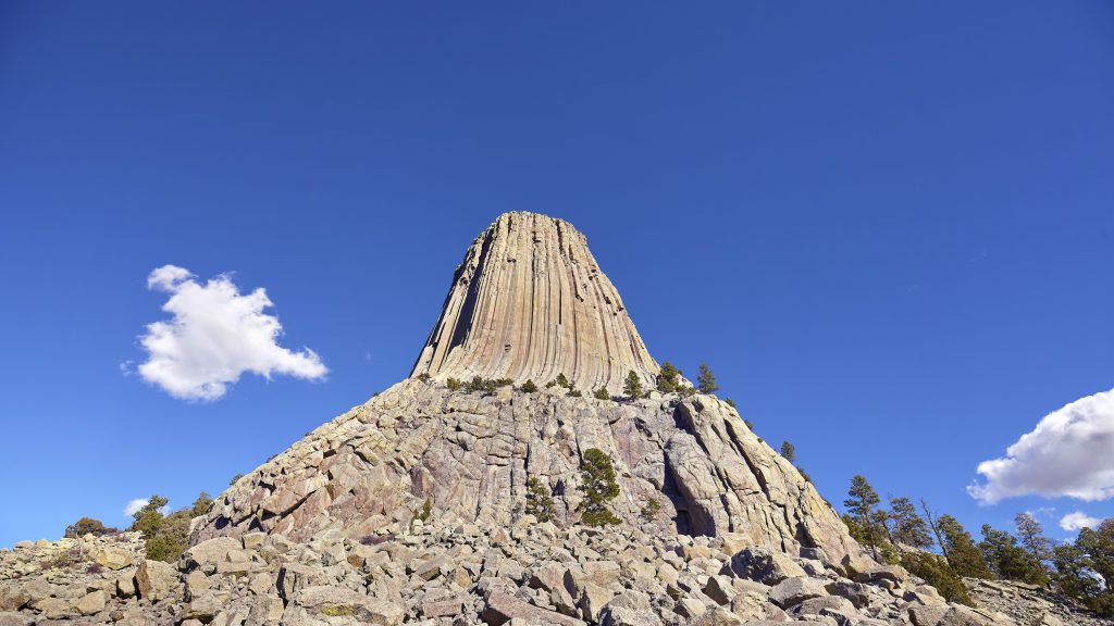 Close up of Devils Tower National Monument