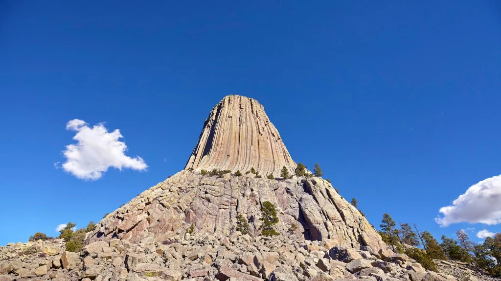 Close up of Devils Tower National Monument