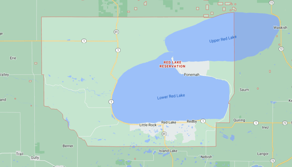 Map showing boundary of Red Lake Reservation