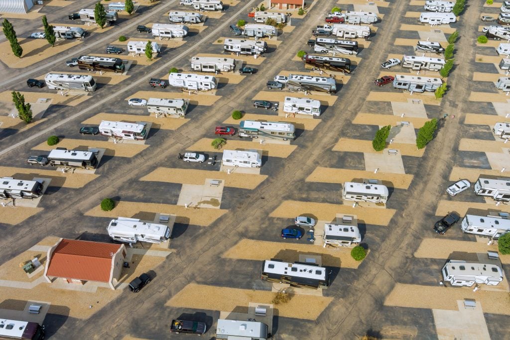RVs parked in RV campground