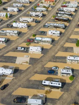 Camping with RV trailer on resort parking camping park