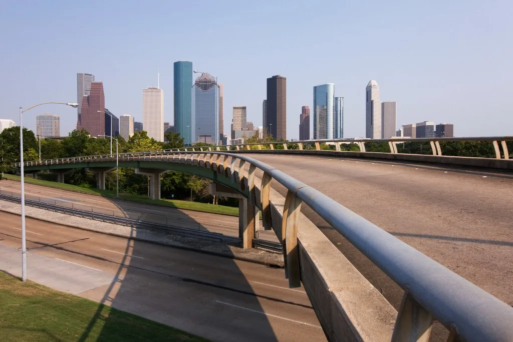 Highway entering into Houston, Texas.