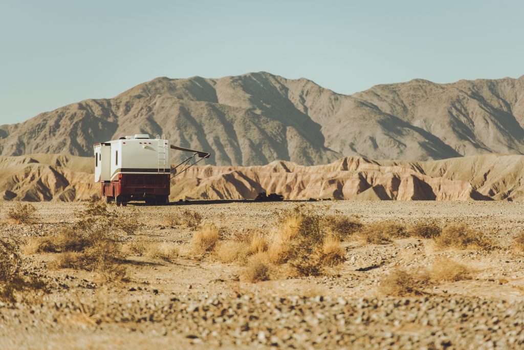 RV parked while visiting Quartzsite for camping
