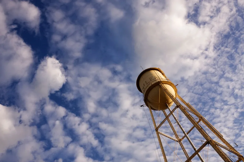 Close up of water tower in Texas