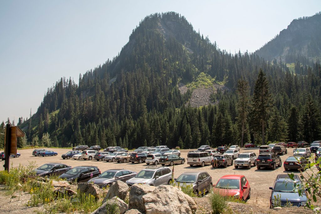 Crowded parking like in a national park