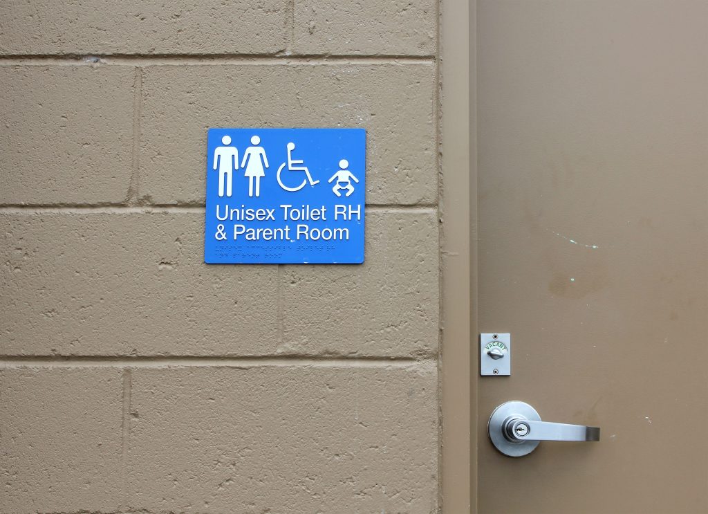 Unisex toilet public bathroom sign