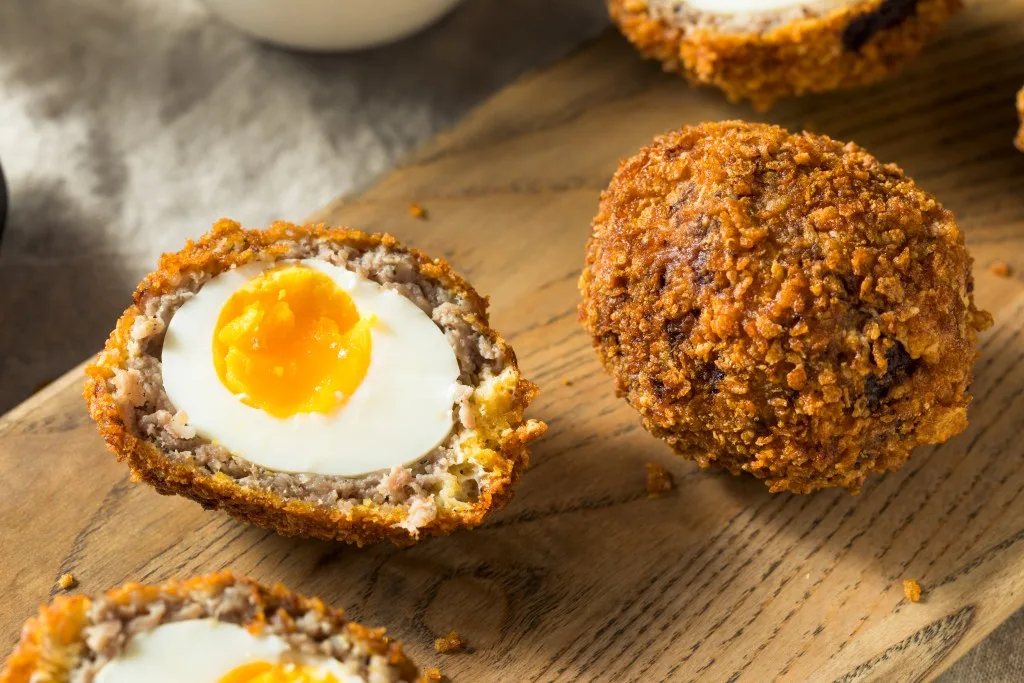 Close up on a Scotch egg