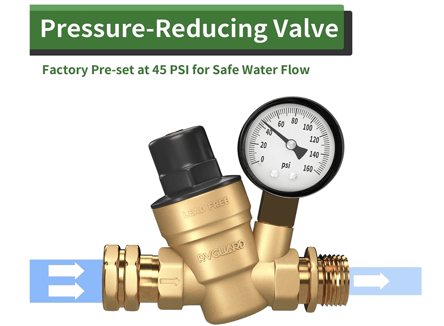 MAX FLOW RV Water Pressure Regulator - Full Flow USA Made