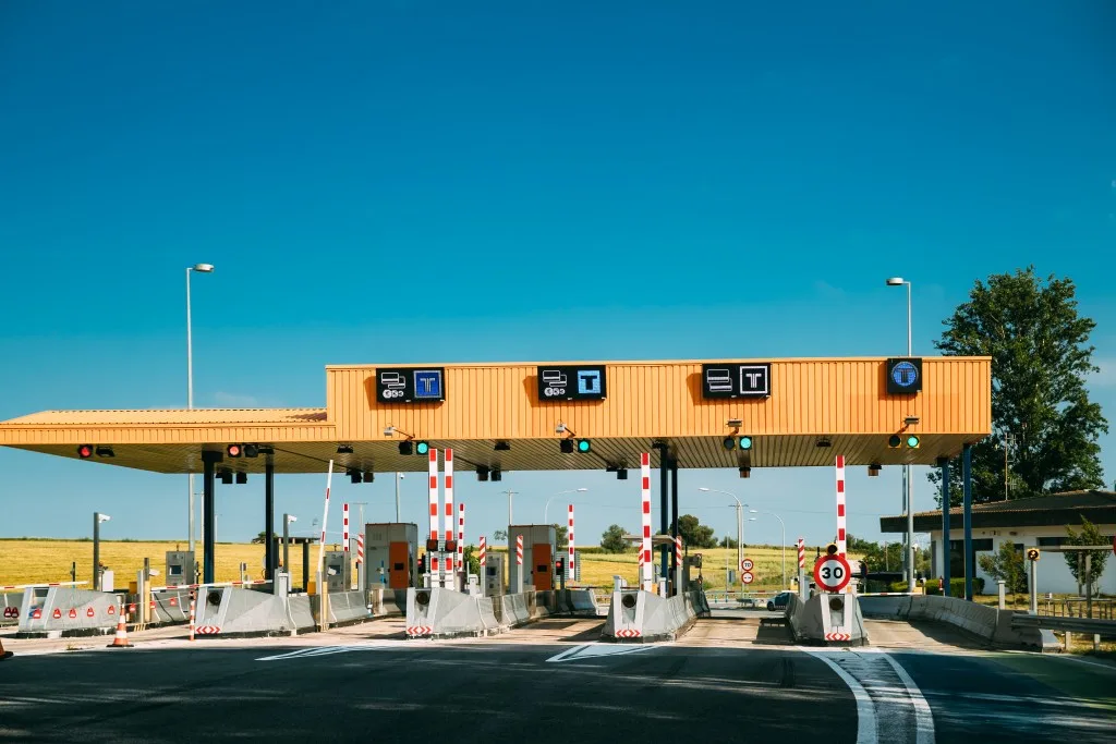 RV driving through road tolls