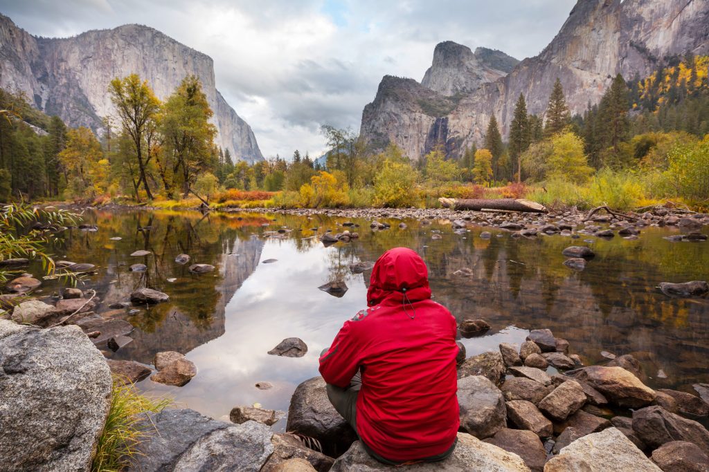 Man looking out at Yosemite